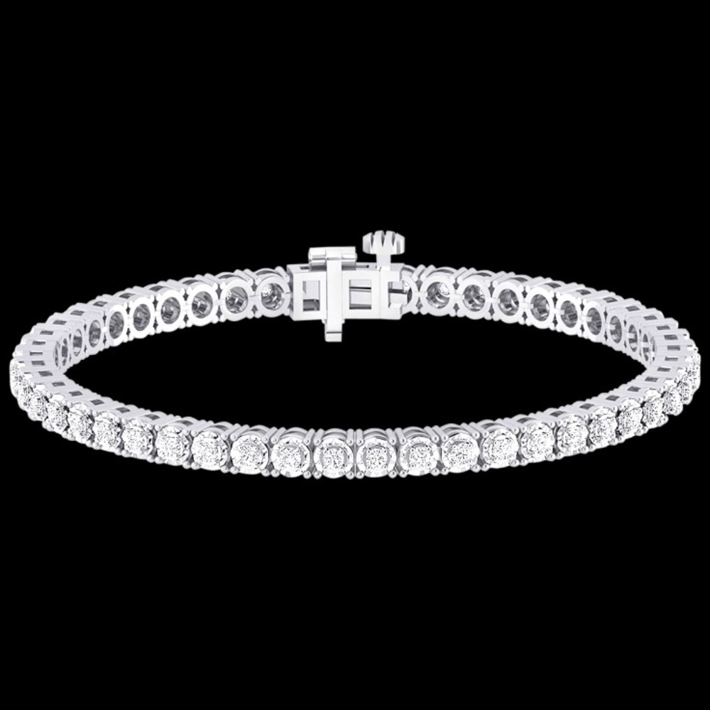 Brand New 1 CTW Genuine Diamond 925 Sterling Silver Circle Link Tennis Bracelet